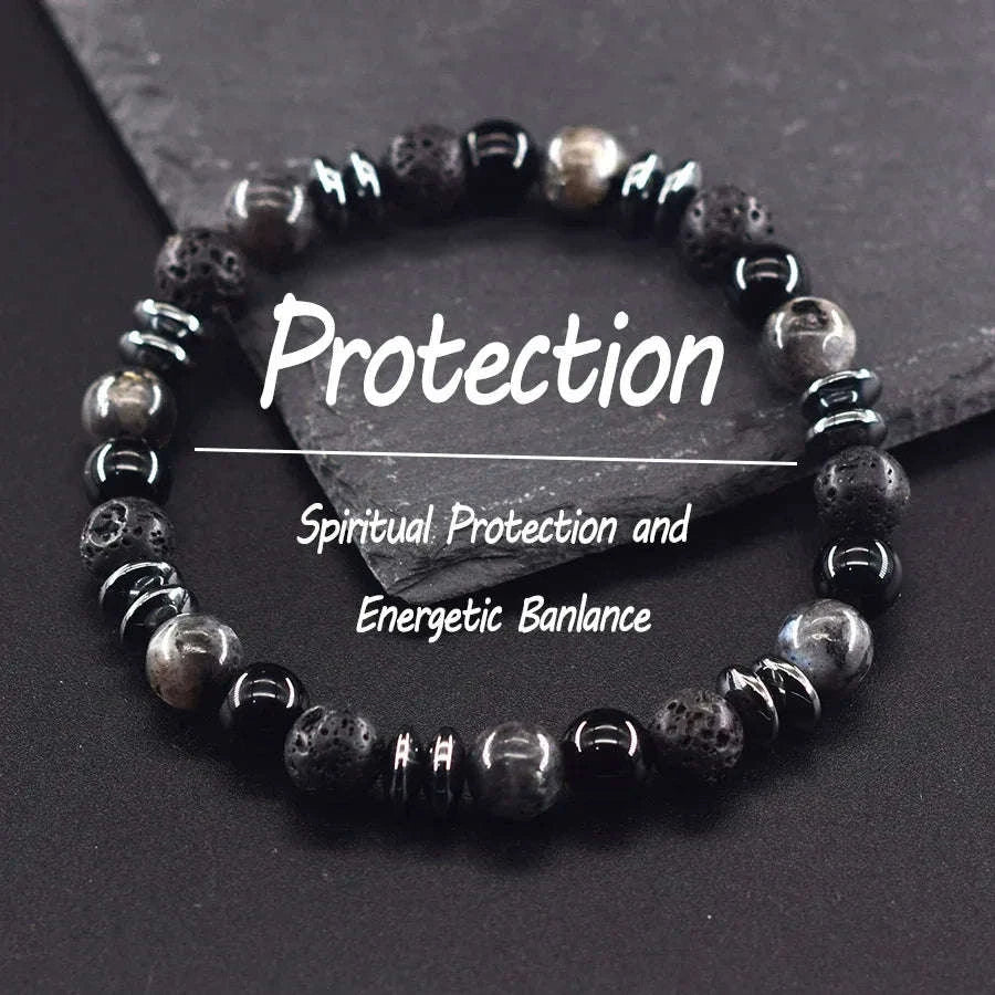 🌋 The "Mystic Earth" Diffuser Bracelet: Natural Labradorite & Volcanic Lava Stone for Balance & Protection