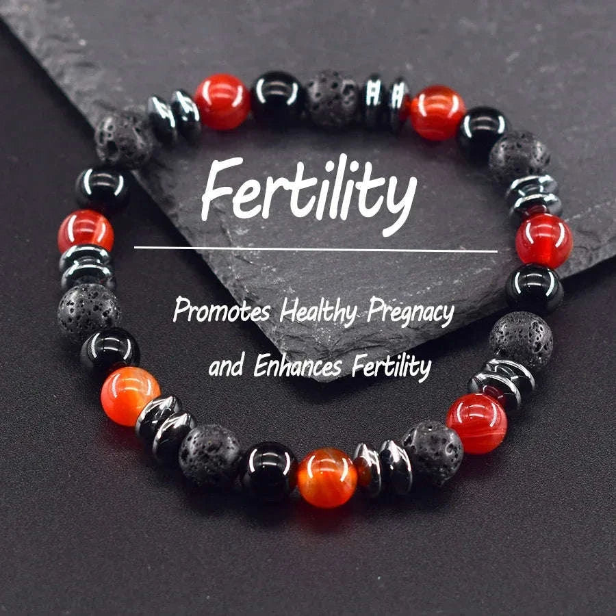 🌋 The "Mystic Earth" Diffuser Bracelet: Natural Labradorite & Volcanic Lava Stone for Balance & Protection 2 Red Stripe Agate 8 mm Beads