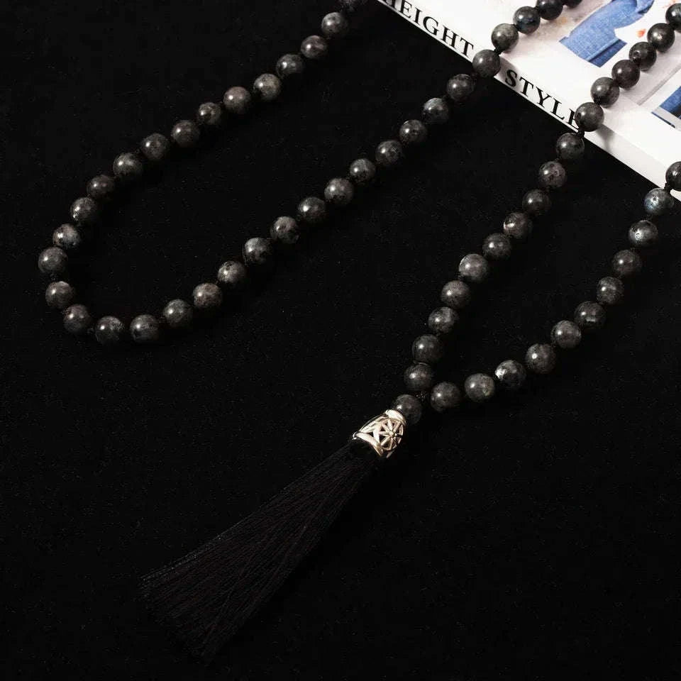 🌌 The "Mystic Magician" 108 Mala: Labradorite Beads for Transformation & Intuition (8mm)