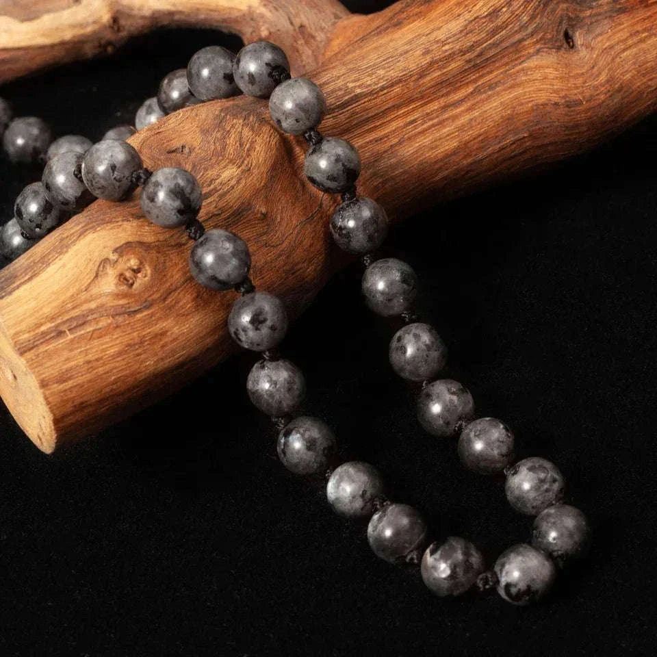 🌌 The "Mystic Magician" 108 Mala: Labradorite Beads for Transformation & Intuition (8mm)