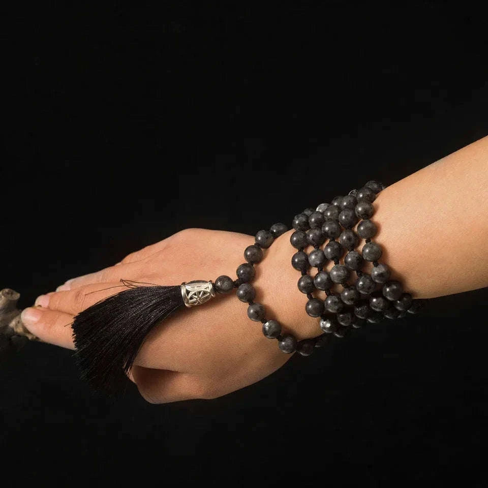 🌌 The "Mystic Magician" 108 Mala: Labradorite Beads for Transformation & Intuition (8mm)