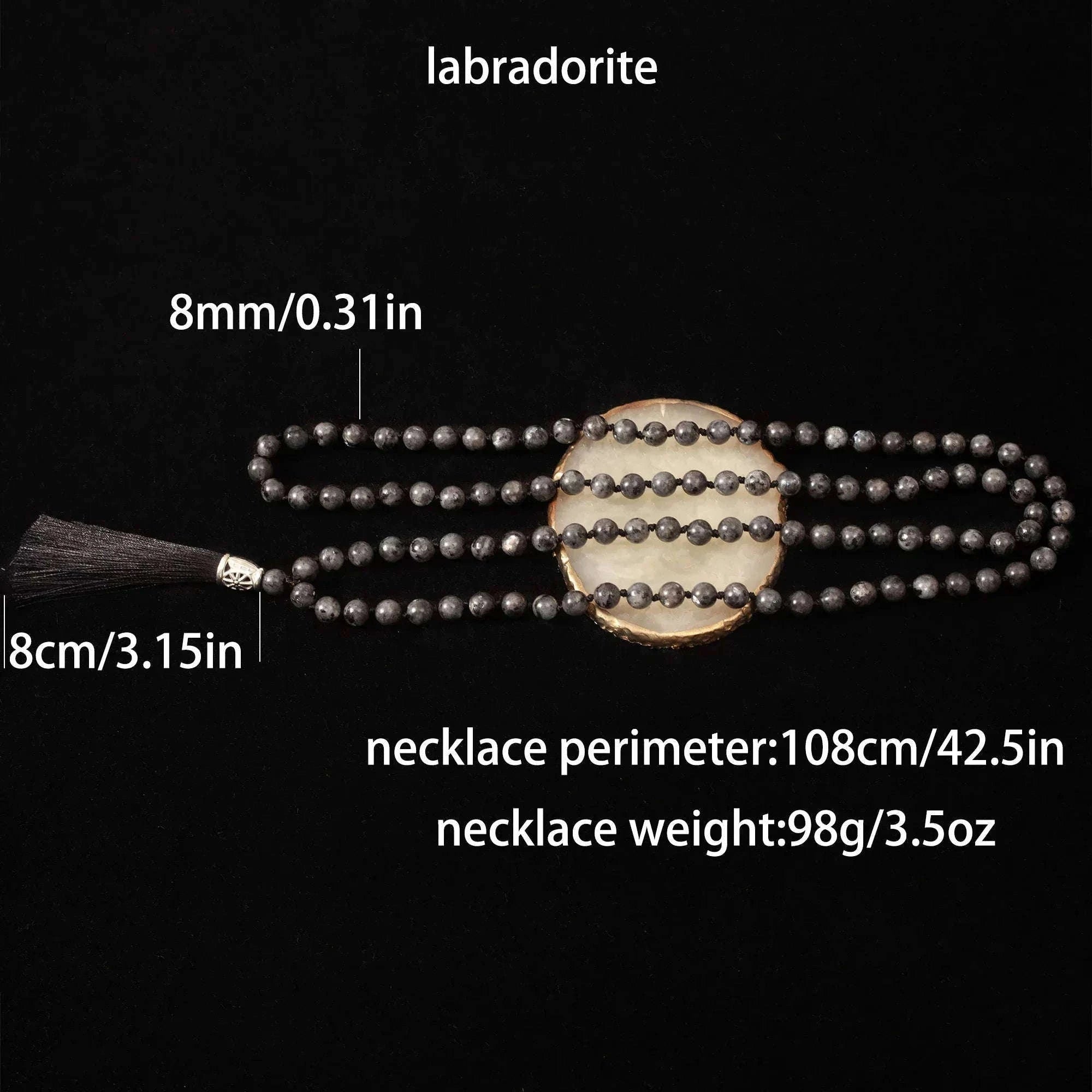 🌌 The "Mystic Magician" 108 Mala: Labradorite Beads for Transformation & Intuition (8mm)