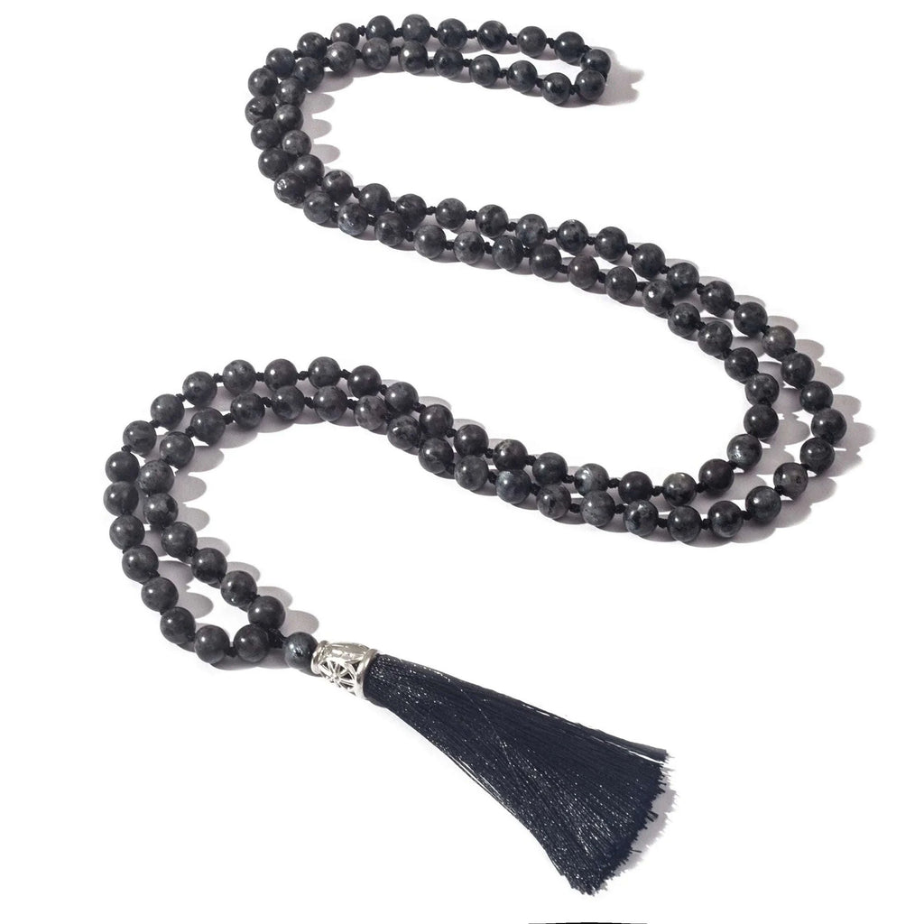 🌌 The "Mystic Magician" 108 Mala: Labradorite Beads for Transformation & Intuition (8mm)