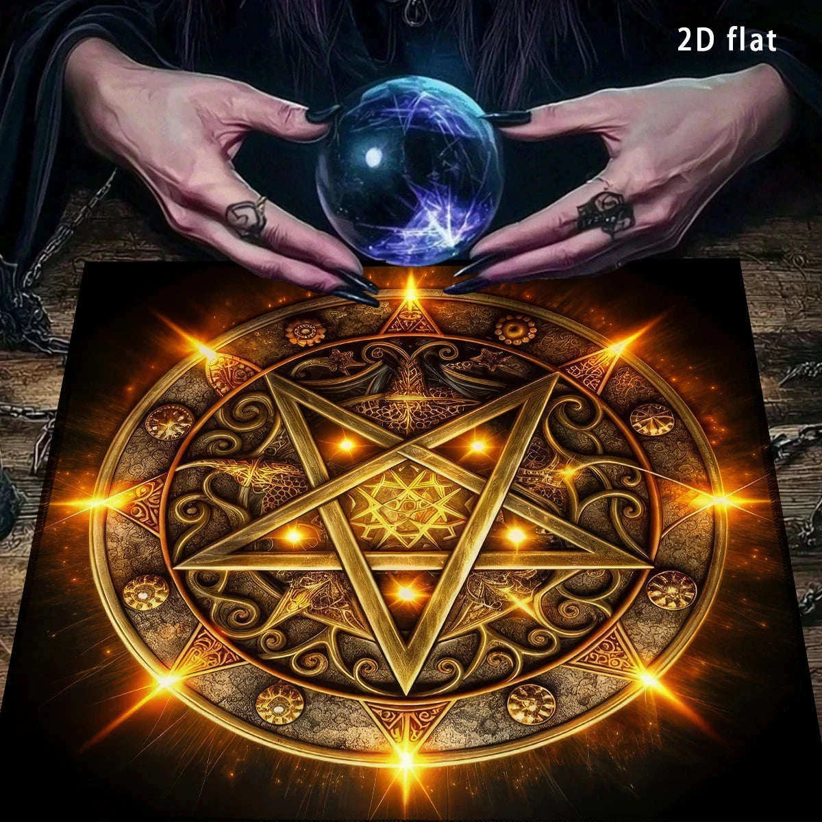 ✨ The Mystic Tides Altar Edition: Premium Gothic Pentagram Tarot Tablecloth – Professional Grade Divination Mat, Mystical Blue-Green Ombre Palette, and Reinforced Pagan Witchcraft Ritual Cloth TLB (976)