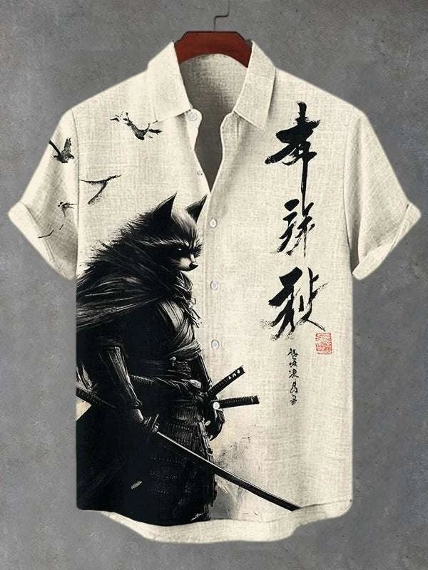 ⚔️ The Neko-Bushido Edition: Premium Unisex 3D Samurai Cat Hawaiian Shirt – High-Definition Japanese Art Print, Breathable Quick-Dry Fabric, and Sophisticated Modern-Fit Casual Beachwear