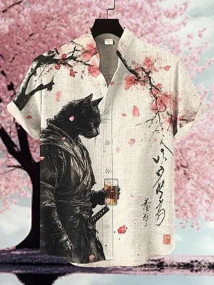 ⚔️ The Neko-Bushido Edition: Premium Unisex 3D Samurai Cat Hawaiian Shirt – High-Definition Japanese Art Print, Breathable Quick-Dry Fabric, and Sophisticated Modern-Fit Casual Beachwear B48SF5N251412B