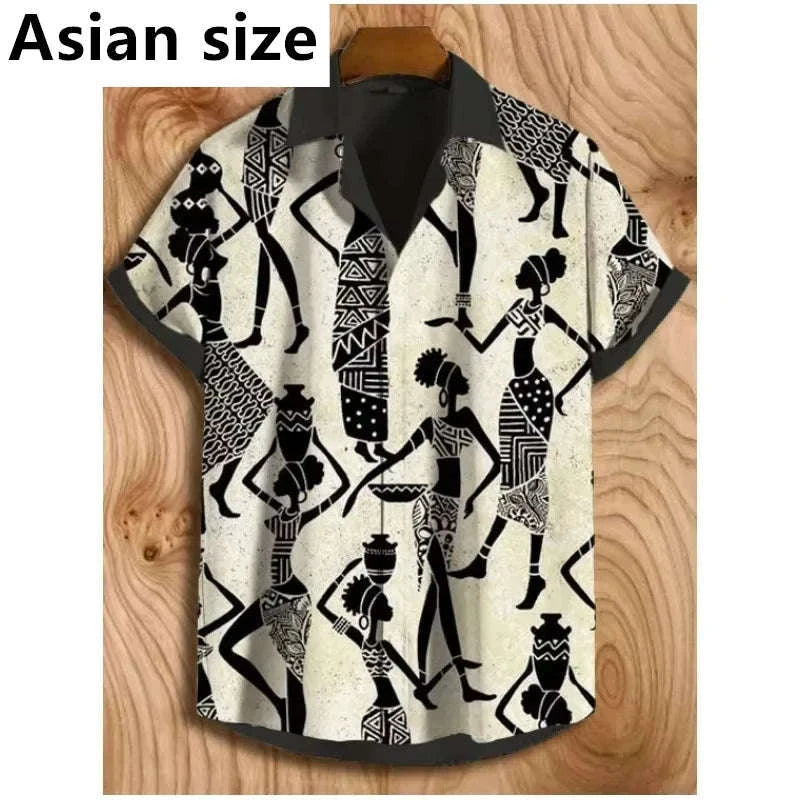 🌍 The Neo-Tribal African Masterpiece: Premium Men's 3D Retro Shirt – High-Definition Ethnic Graphic Print, Breathable Lightweight Performance Fabric, and Sophisticated Vintage Streetwear Silhouette