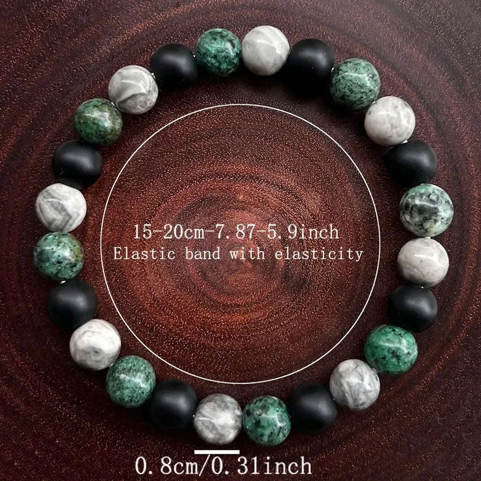 🌍 The "Pathfinder" Blessing Bracelet: African Turquoise & Map Stone Woven for Growth & Destiny