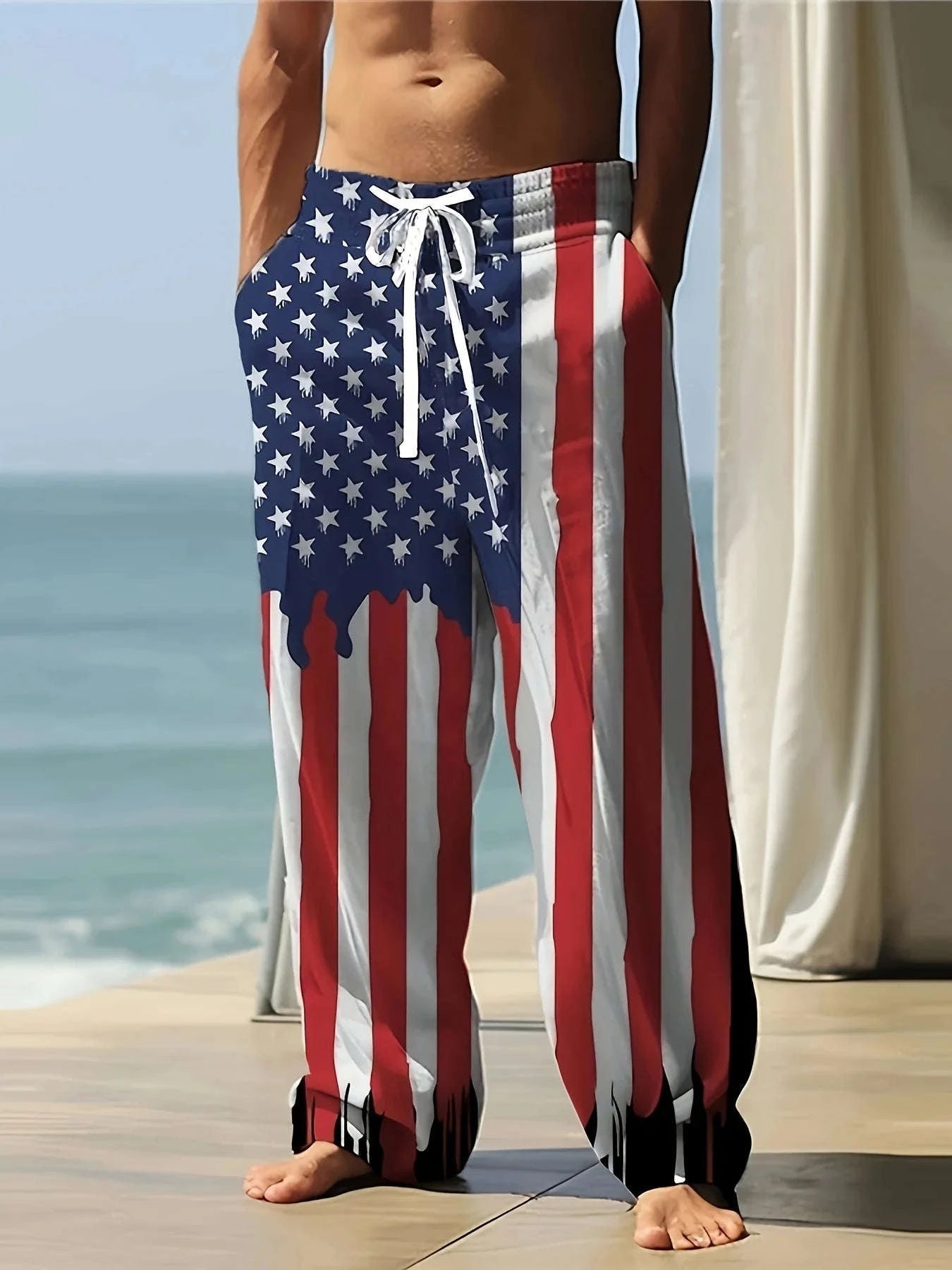 ✨ The Patriot Wave: Premium Men’s 3D Flag Print Beach Shorts – High-Definition National Flag Graphic, Breathable Quick-Dry Performance Fabric, and Sophisticated Straight-Leg Casual Drawstring Shorts SJC04J2025051B5