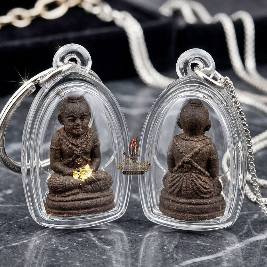 💥 THE POWERFUL BLACK-HERB MATRIX MASTERPIECE OF FOREST-TEMPLE PROTECTION: THE LUANG PU PHONG WAD PA NON LAM DUAN PORTABLE BLACK-HERB TAKRUD TALISMAN! Thai Blessing Co By RURUECHA
