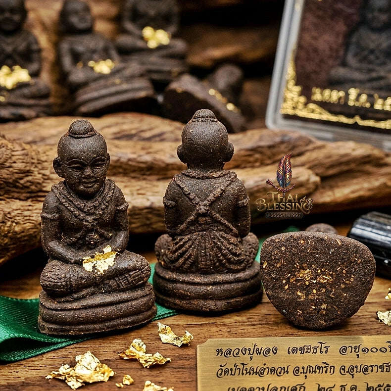 💥 THE POWERFUL BLACK-HERB MATRIX MASTERPIECE OF FOREST-TEMPLE PROTECTION: THE LUANG PU PHONG WAD PA NON LAM DUAN PORTABLE BLACK-HERB TAKRUD TALISMAN! Thai Blessing Co By RURUECHA