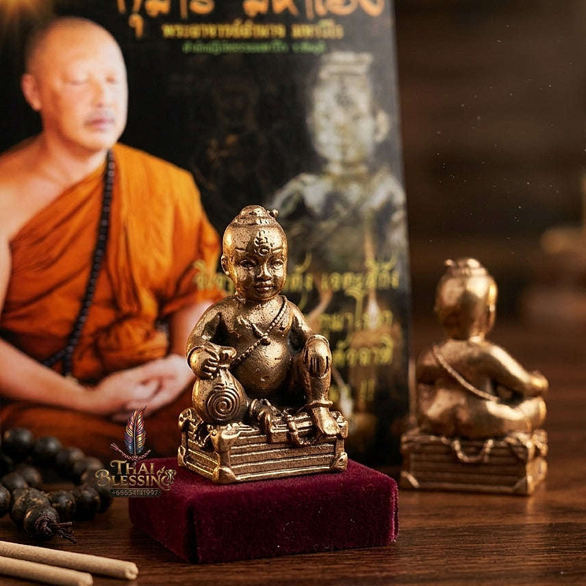 💥 THE POWERFUL COPPER MASTERPIECE OF ULTIMATE FORTUNE & VIGILANT SPIRIT GUARDIANSHIP: THE PHRA ACHAN AMNAT SAMNAKSONG KHAO SAM LAN KUMAR MAHA HENG (COPPER SMALL PIM EDITION)! Thai Blessing Co By RURUECHA