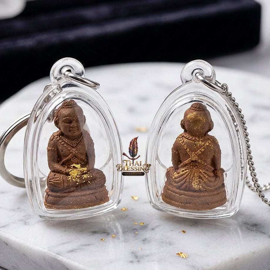 💥 THE POWERFUL ISAN HERB-MATRIX MASTERPIECE OF CHILD SPIRIT GUARDIANSHIP: THE LUANG PU PHONG WAD PA NON LAM DUAN KUMAR THONG (BROWN HERB & TAKRUD EDITION)! Thai Blessing Co By RURUECHA
