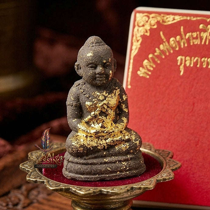 💥 THE POWERFUL ISAN HERB-MATRIX MASTERPIECE OF CHILD SPIRIT GUARDIANSHIP: THE LUANG PU PHONG WAD PA NON LAM DUAN KUMAR THONG (BROWN HERB & TAKRUD EDITION)! Thai Blessing Co By RURUECHA