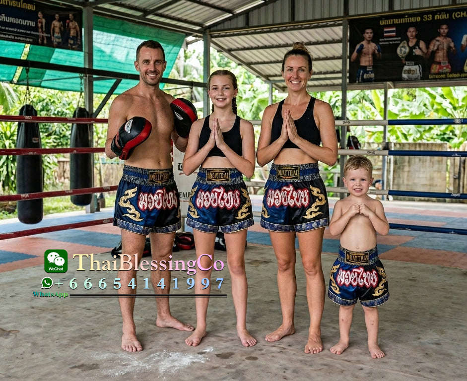 🥊 The Radiant Striker: Twotone Signature Muay Thai Shorts – Premium Vibrant Dual-Color Series, Ultra-Comfortable Stylish Boxing Trunks, Handcrafted High-Precision Export Grade for Adults and Kids (Muay Thai shorts, blue and black.)