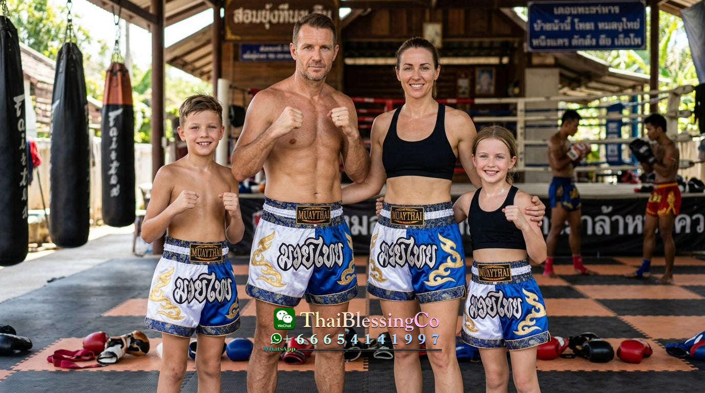 🥊 The Radiant Striker: Twotone Signature Muay Thai Shorts – Premium Vibrant Dual-Color Series, Ultra-Comfortable Stylish Boxing Trunks, Handcrafted High-Precision Export Grade for Adults and Kids (White and blue Muay Thai shorts)