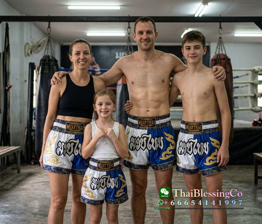🥊 The Radiant Striker: Twotone Signature Muay Thai Shorts – Premium Vibrant Dual-Color Series, Ultra-Comfortable Stylish Boxing Trunks, Handcrafted High-Precision Export Grade for Adults and Kids (White and blue Muay Thai shorts)