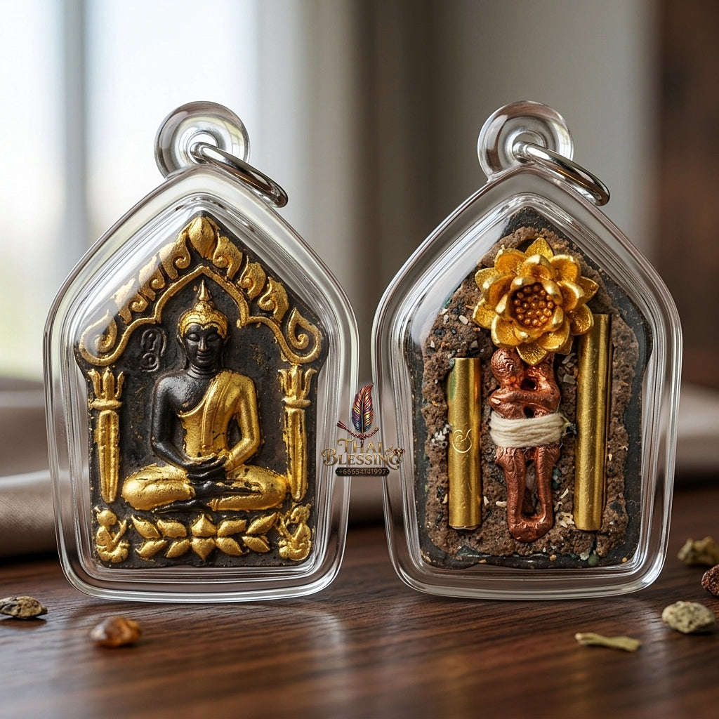 💥 THE RARE NORTHERN LANNA MINIATURE MASTERPIECE OF DIVINE GOLD-FOILED BRONZE & PHRAI SPIRIT ALLURE: THE KHRU BA NA SAMNAKSONG DOI I HUI KHUNPHAEN PHRAI MAE BUA THONG (SAMLIT & GOLD-FOILED MINI EDITION)! Thai Blessing Co By RURUECHA