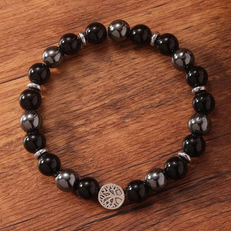 🌳 The "Roots of Strength" Bracelet: Natural Hematite & Tree of Life Protection Amulet for Men