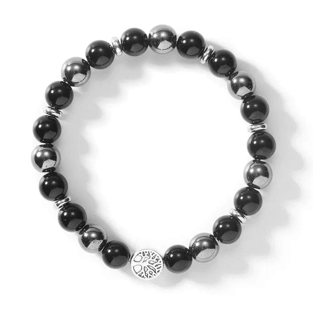 🌳 The "Roots of Strength" Bracelet: Natural Hematite & Tree of Life Protection Amulet for Men