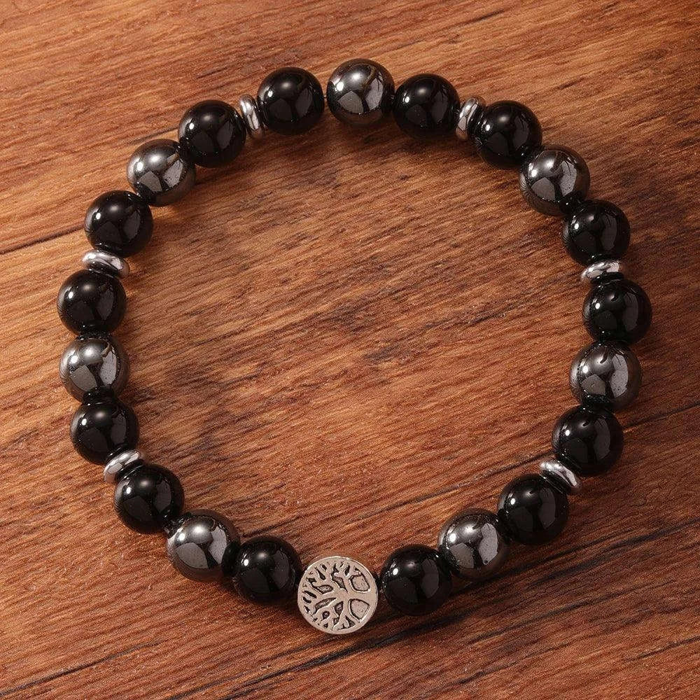 🌳 The "Roots of Strength" Bracelet: Natural Hematite & Tree of Life Protection Amulet for Men