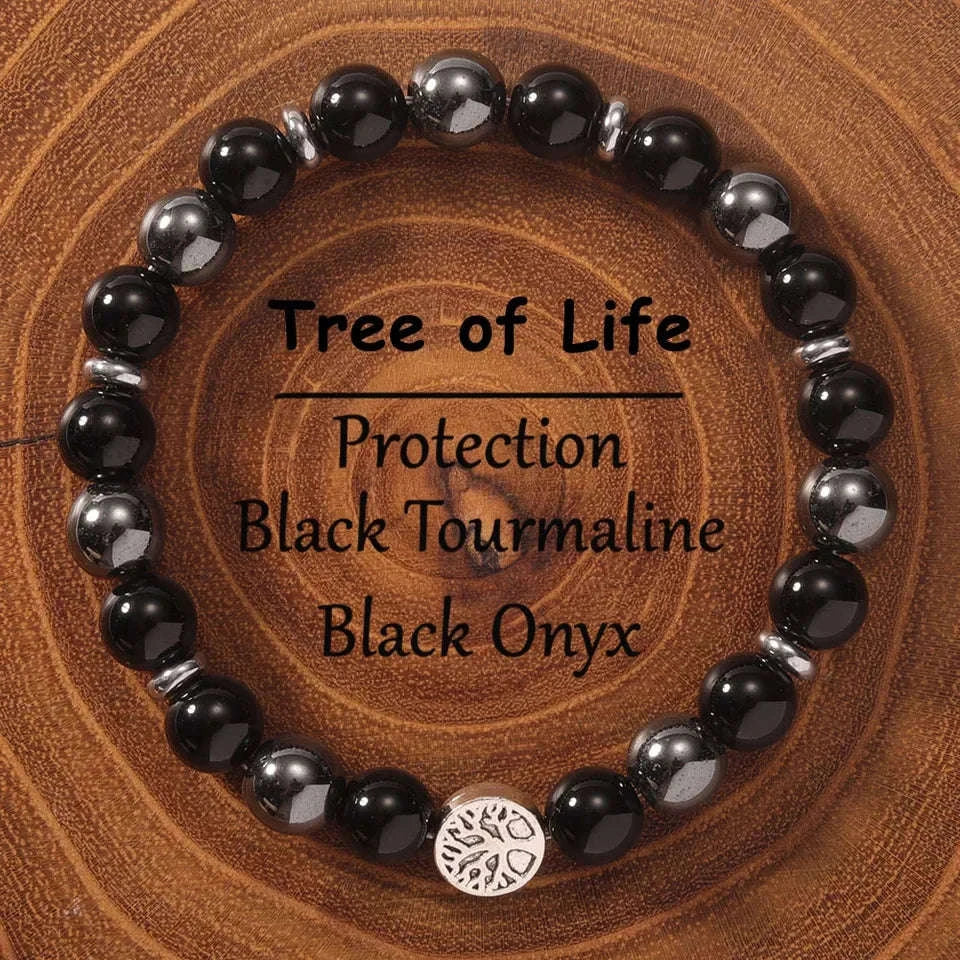 🌳 The "Roots of Strength" Bracelet: Natural Hematite & Tree of Life Protection Amulet for Men