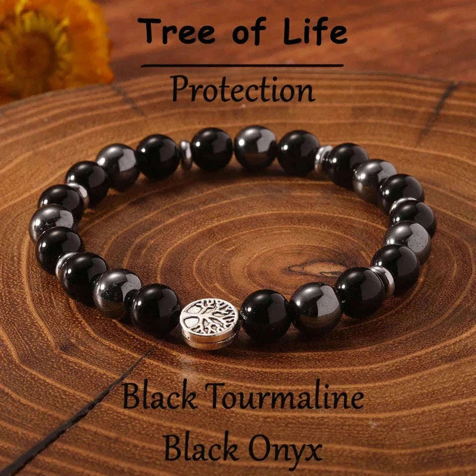 🌳 The "Roots of Strength" Bracelet: Natural Hematite & Tree of Life Protection Amulet for Men