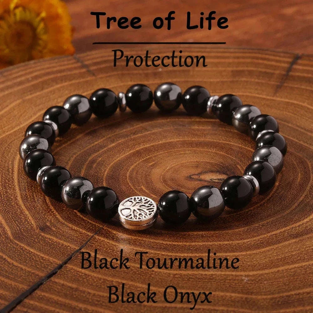 🌳 The "Roots of Strength" Bracelet: Natural Hematite & Tree of Life Protection Amulet for Men