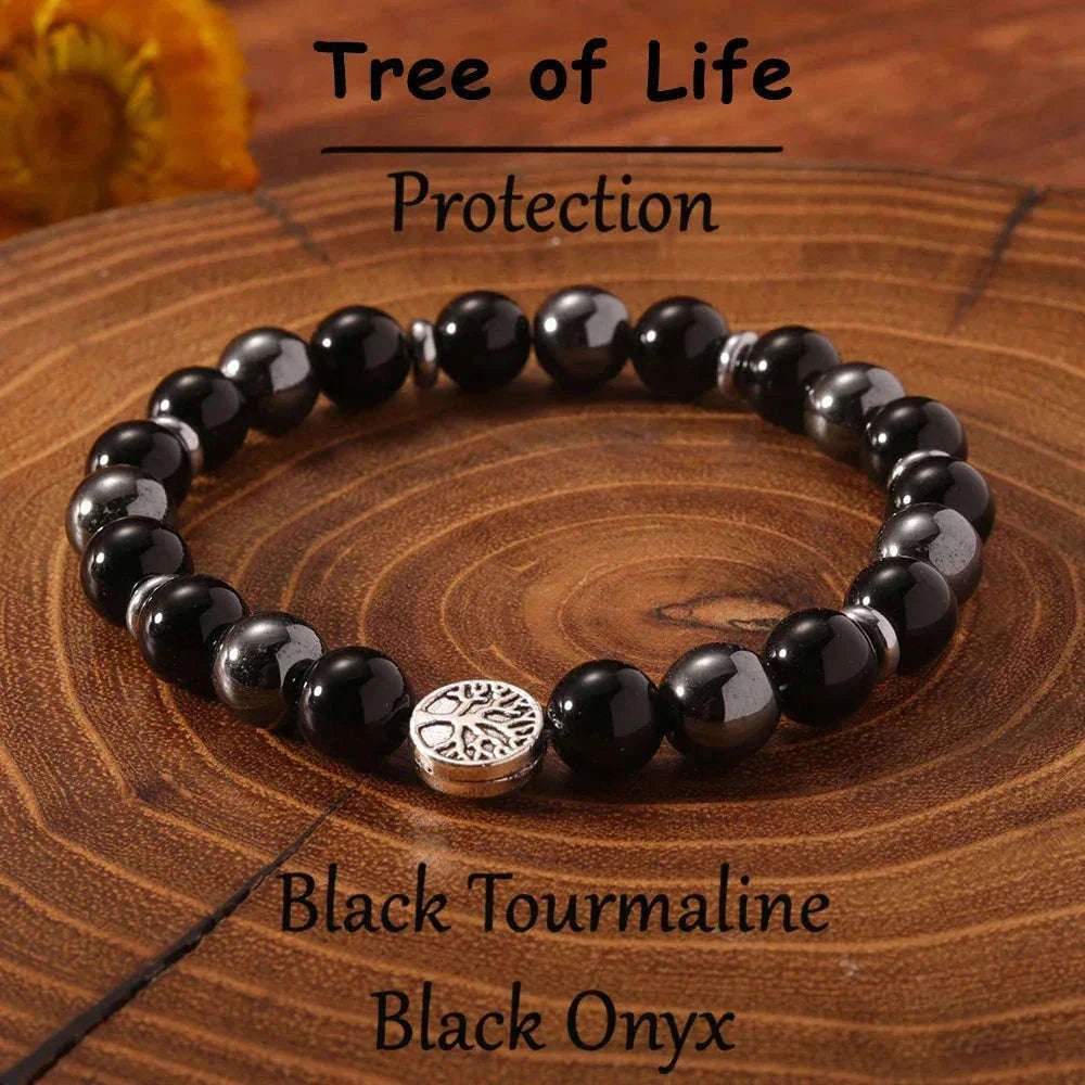 🌳 The "Roots of Strength" Bracelet: Natural Hematite & Tree of Life Protection Amulet for Men