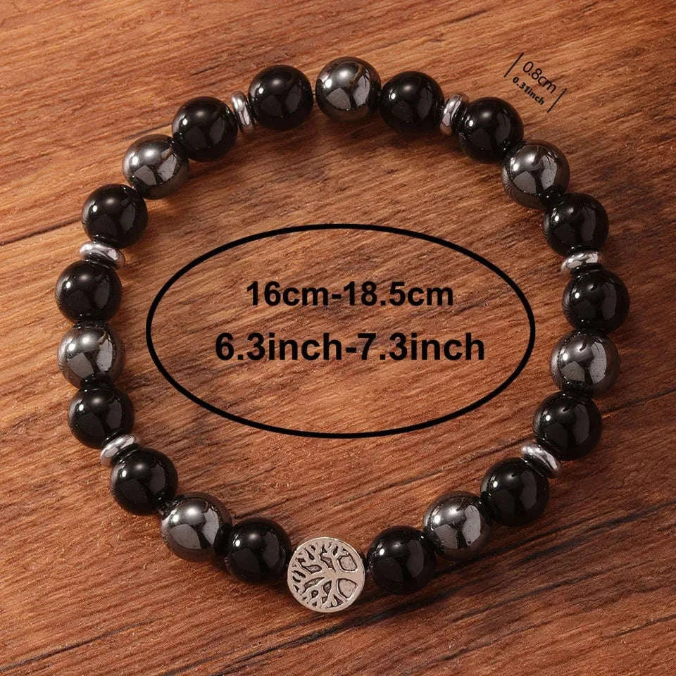 🌳 The "Roots of Strength" Bracelet: Natural Hematite & Tree of Life Protection Amulet for Men