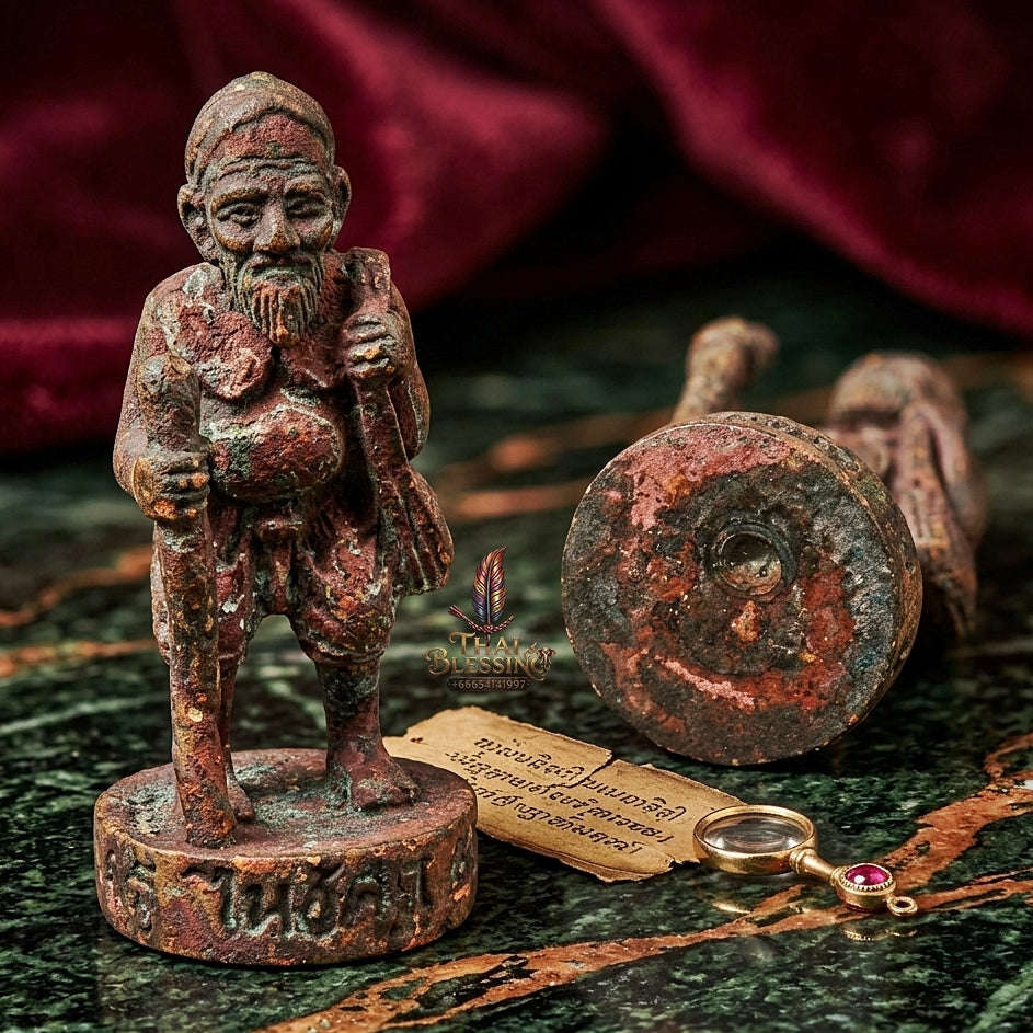 💥 THE ROUGH-COPPER MASTERPIECE OF RAW WEALTH & INDESTRUCTIBLE TREASURY: THE LUANG PHO FU WAI KRU 53 CHU CHOK!  Sacred "Chu Chok – Wai Kru BE 2553 Edition Thai Blessing Co By RURUECHA