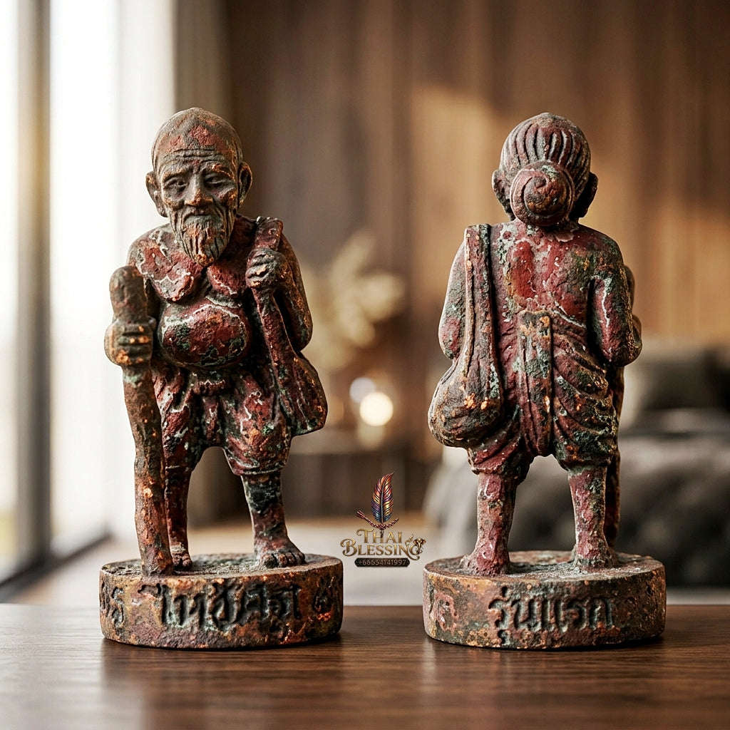 💥 THE ROUGH-COPPER MASTERPIECE OF RAW WEALTH & INDESTRUCTIBLE TREASURY: THE LUANG PHO FU WAI KRU 53 CHU CHOK!  Sacred "Chu Chok – Wai Kru BE 2553 Edition Thai Blessing Co By RURUECHA