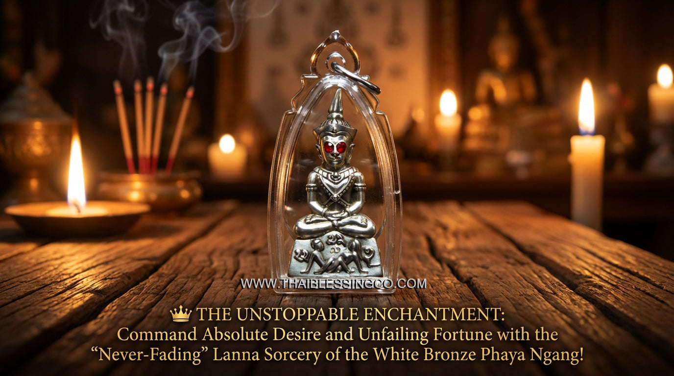 ✨ The Royal Lanna Phaya Ngang Pathamang Lokee: Authentic Arjan Nan Sit "Polished White Bronze" Edition for Absolute Seduction, Infinite Wealth, and Unfailing Spiritual Command