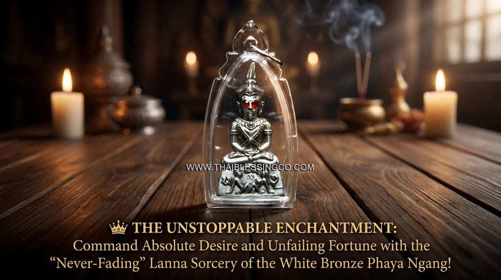 ✨ The Royal Lanna Phaya Ngang Pathamang Lokee: Authentic Arjan Nan Sit "Polished White Bronze" Edition for Absolute Seduction, Infinite Wealth, and Unfailing Spiritual Command