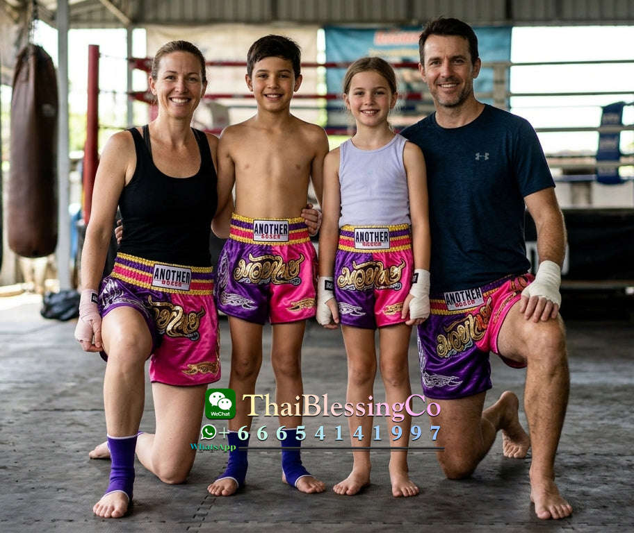 🥊 The Royal Striker: Authentic High-Quality Thailand Muay Thai Shorts – Premium Heavyweight Satin Boxing Trunks, Handcrafted Professional Grade for Adults and Kids, Stylish Performance Combat Wear Blue and black Muay Thai shorts (Pink and purple )