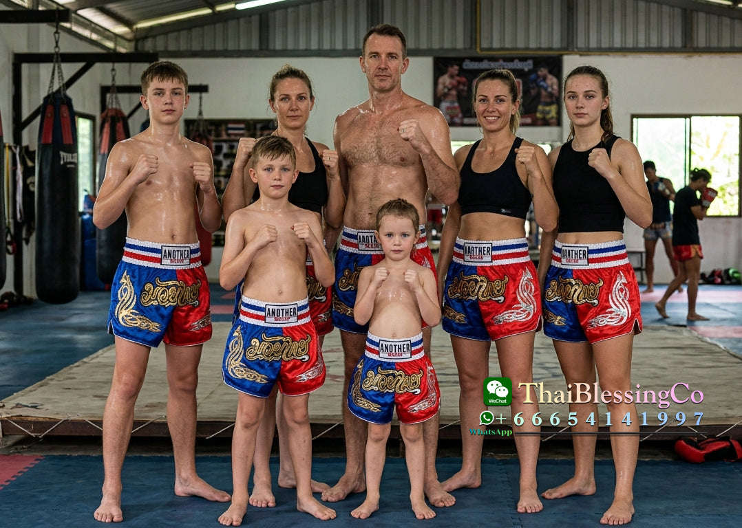🥊 The Royal Striker: Authentic High-Quality Thailand Muay Thai Shorts – Premium Heavyweight Satin Boxing Trunks, Handcrafted Professional Grade for Adults and Kids, Stylish Performance Combat Wear Blue and black Muay Thai shorts