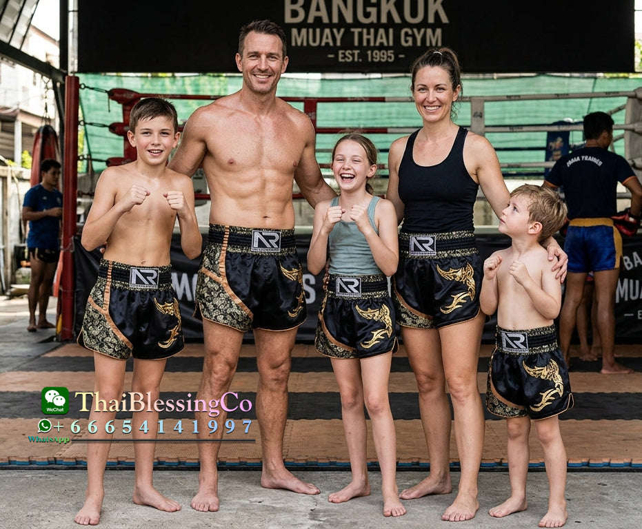 🥊 The Royal Striker: Authentic High-Quality Thailand Muay Thai Shorts – Premium Heavyweight Satin Boxing Trunks, Handcrafted Professional Grade for Adults and Kids, Stylish Performance Combat Wear Blue and black Muay Thai shorts