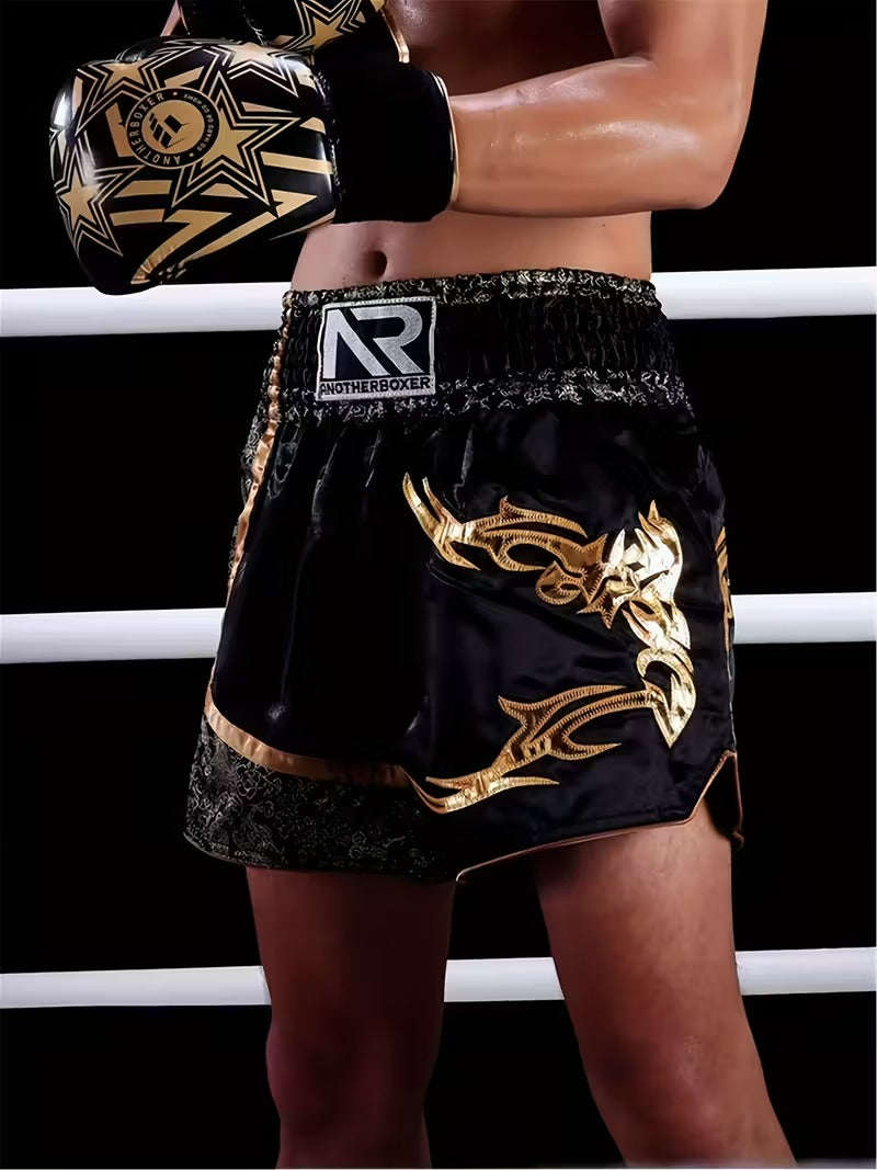 🥊 The Royal Striker: Authentic High-Quality Thailand Muay Thai Shorts – Premium Heavyweight Satin Boxing Trunks, Handcrafted Professional Grade for Adults and Kids, Stylish Performance Combat Wear Blue and black Muay Thai shorts