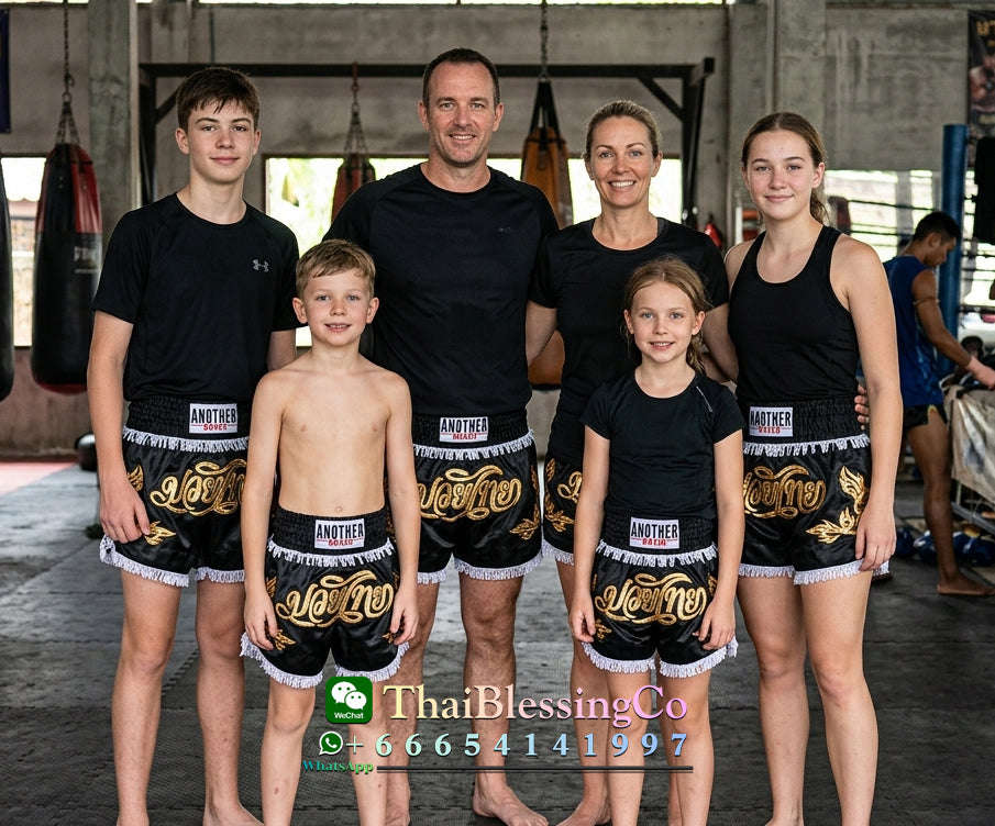 🥊 The Royal Striker: Authentic High-Quality Thailand Muay Thai Shorts – Premium Heavyweight Satin Boxing Trunks, Handcrafted Professional Grade for Adults and Kids, Stylish Performance Combat Wear Blue and black Muay Thai shorts