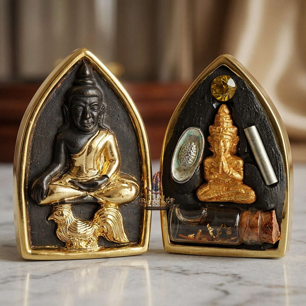 💥 THE SACRED BRONZE BOWL MASTERPIECE OF PARTIAL-GOLD SOVEREIGN ATTRACTION: THE KHRU BA BAENG MAHA HLONG SUD RAK SAEN SANEHA (KHAN LOM HIN EDITION)!  Sacred "Khun Phaen Maha Hlong Thai Blessing Co By RURUECHA