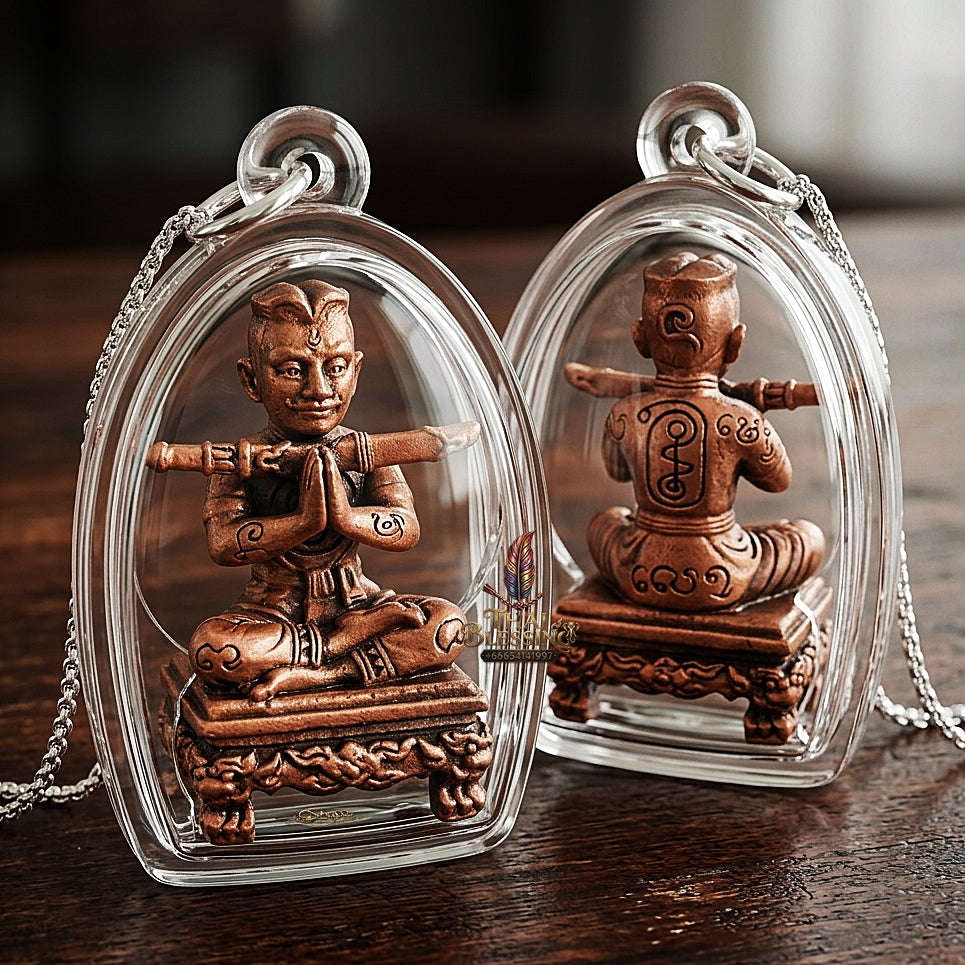 💥 THE SATIN-FINISH BRASS MASTERPIECE OF ANTIQUE SOVEREIGNTY: THE ACHAN SUBIN THONG THIP ROM SATIN KHUN PHAEN!  Sacred "Khun Phaen Mon Saneh Na Na Thong (Antique Satin-Finish Khun Phaen) Thai Blessing Co By RURUECHA