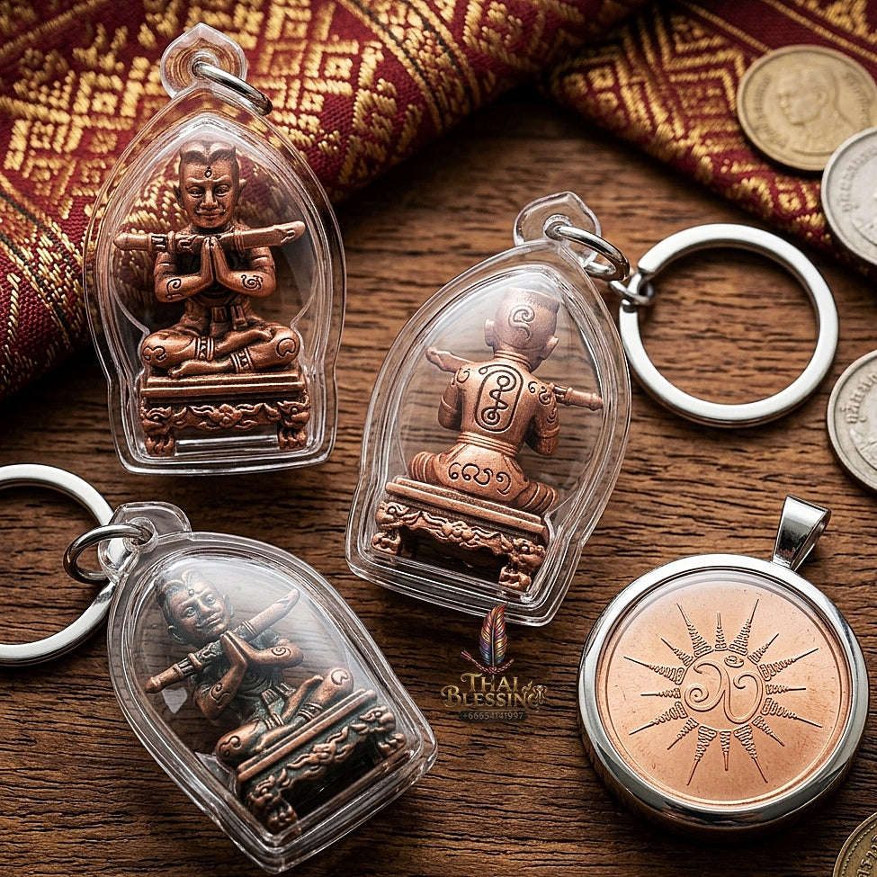 💥 THE SATIN-FINISH BRASS MASTERPIECE OF ANTIQUE SOVEREIGNTY: THE ACHAN SUBIN THONG THIP ROM SATIN KHUN PHAEN!  Sacred "Khun Phaen Mon Saneh Na Na Thong (Antique Satin-Finish Khun Phaen) Thai Blessing Co By RURUECHA