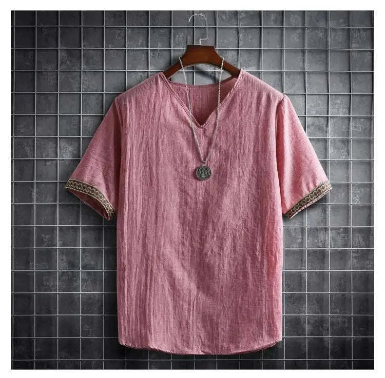 ✨ The Seoul Minimalist: Premium Men’s Plus Size Hawaiian Shirt (M-5XL) – Ultra-Lightweight Solid Color Fabric, Korean "Clean Fit" Aesthetic, and Breathable Short-Sleeve Casual Button-Down Pink Shirts Male