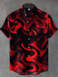 🐍 The Serpent & Solstice Art Edition: Premium Men’s Organic Linen Shirt – High-Definition Snake & Sacred Tree Illustration, Vintage Sun Graphic, Breathable Short-Sleeve Casual Button-Down FX845