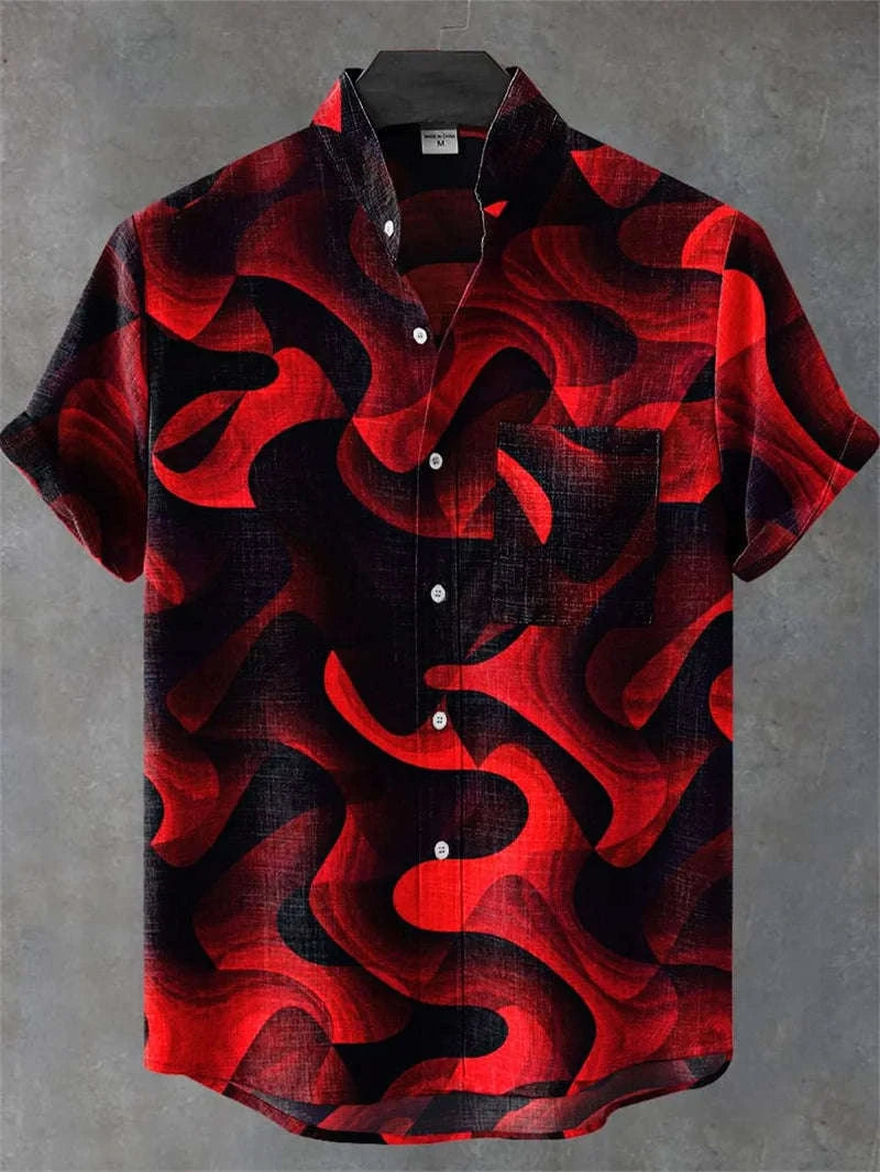 🐍 The Serpent & Solstice Art Edition: Premium Men’s Organic Linen Shirt – High-Definition Snake & Sacred Tree Illustration, Vintage Sun Graphic, Breathable Short-Sleeve Casual Button-Down FX845