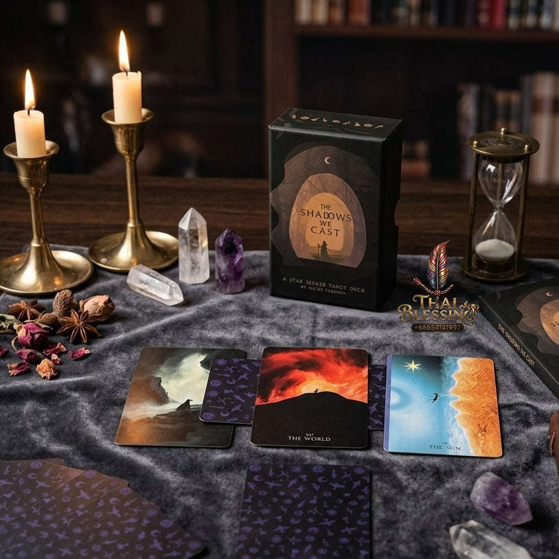 ✨ "The Shadows We Cast" Star Seeker Tarot Deck in Rigid Box: Atmospheric & Mystical 79-Card Set for Intuitive Readings Thai Blessing Co By RURUECHA