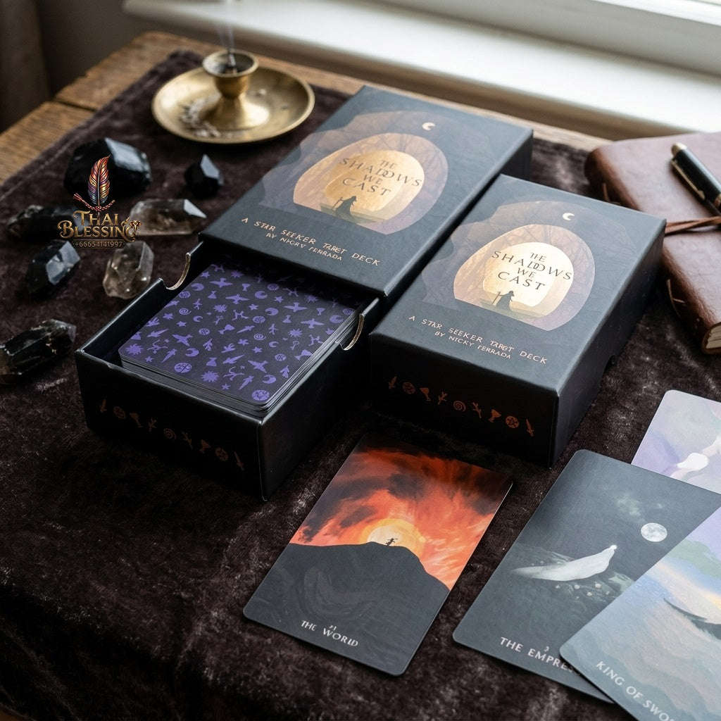 ✨ "The Shadows We Cast" Star Seeker Tarot Deck in Rigid Box: Atmospheric & Mystical 79-Card Set for Intuitive Readings Thai Blessing Co By RURUECHA