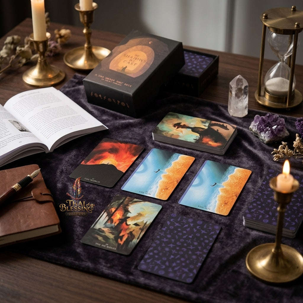 ✨ "The Shadows We Cast" Star Seeker Tarot Deck in Rigid Box: Atmospheric & Mystical 79-Card Set for Intuitive Readings Thai Blessing Co By RURUECHA