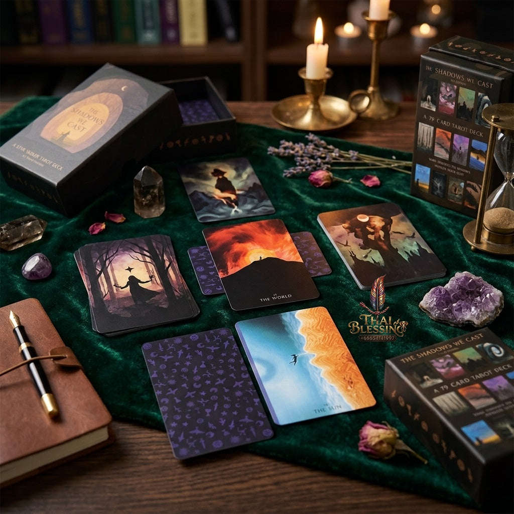 ✨ "The Shadows We Cast" Star Seeker Tarot Deck in Rigid Box: Atmospheric & Mystical 79-Card Set for Intuitive Readings Thai Blessing Co By RURUECHA