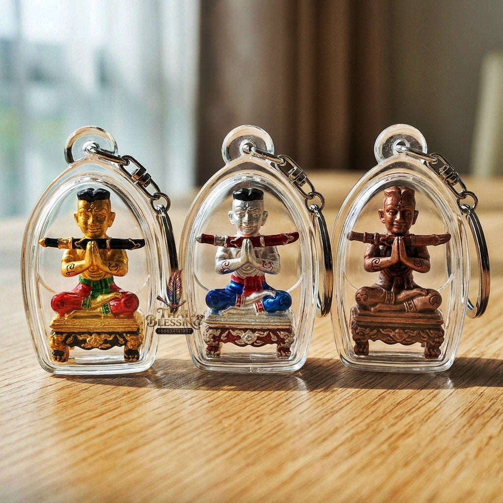 💥 THE SILVER MASTERPIECE OF MOONLIT CHARM & DIVINE GRACE: THE ACHAN SUBIN SILVER-PLATED NA NA THONG KHUN PHAEN!  Sacred "Khun Phaen Mon Saneh Na Na Thong (Silver-Face Silver-Mask Khun Phaen) Thai Blessing Co By RURUECHA